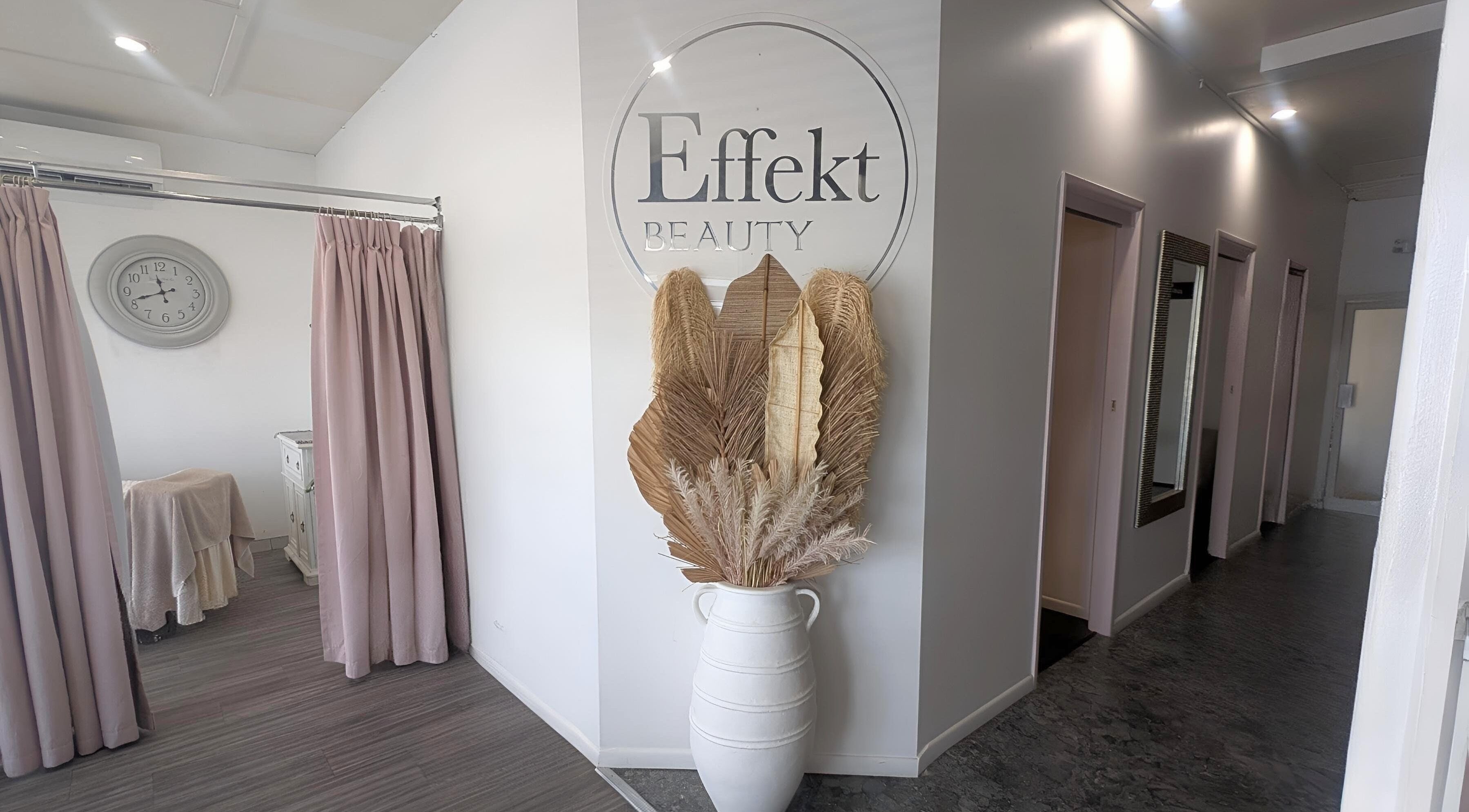 Effekt Skin Clinic entrance with decor in Berserker, Queensland, AU showcasing a serene aesthetic.