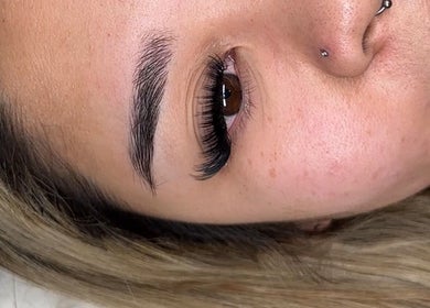 Close-up of eyelash extensions at Amazing Audrey, Parramatta, New South Wales, AU.