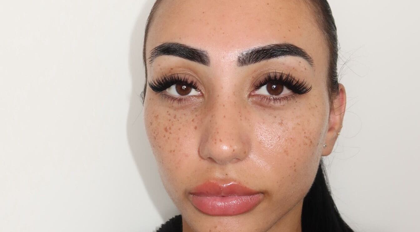 Close-up of elegant eyelash extensions at Amazing Audrey, Parramatta, New South Wales, AU.