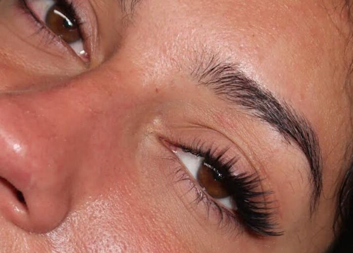 Close-up of expertly applied lash extensions at Amazing Audrey, Parramatta, New South Wales, AU.