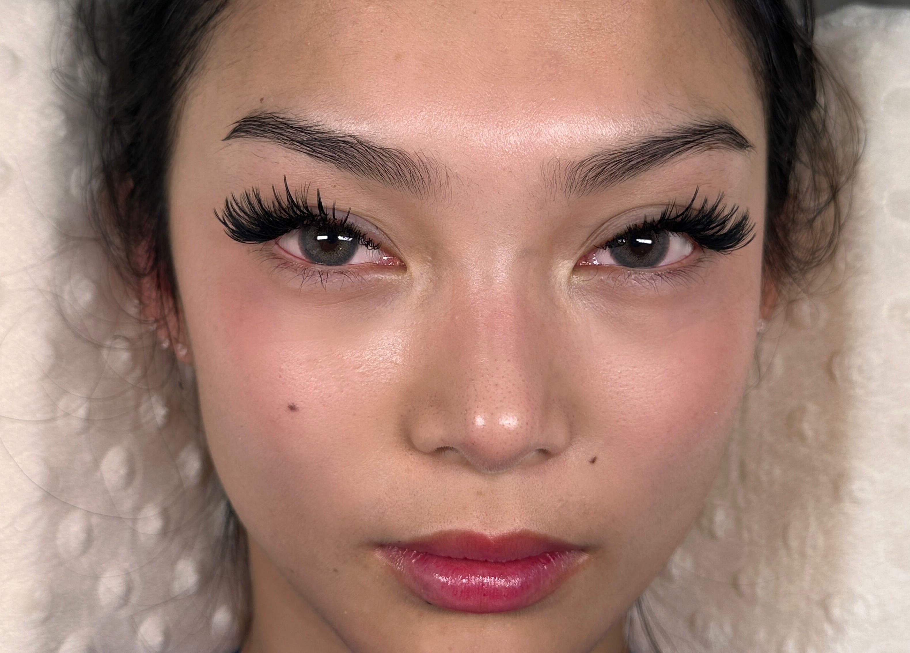 Close-up of eyelash extensions at Amazing Audrey, Parramatta, New South Wales, AU.