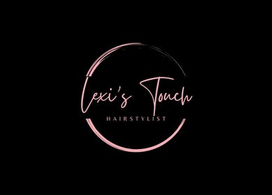 Lexi's_Touch hairstylist logo in pink on black background in Portmore, St. Catherine Parish, JM.