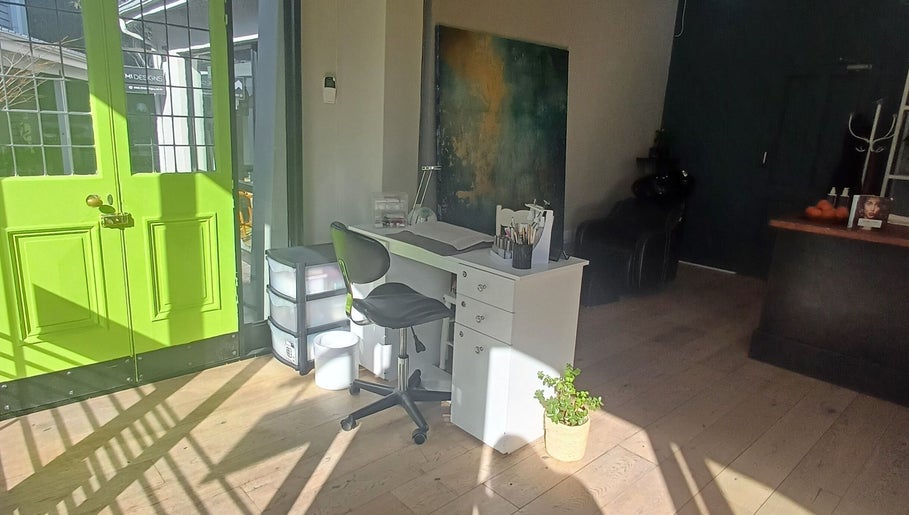 Nail workstation at Nails by Shannon, Gqeberha, Eastern Cape, ZA with natural light.