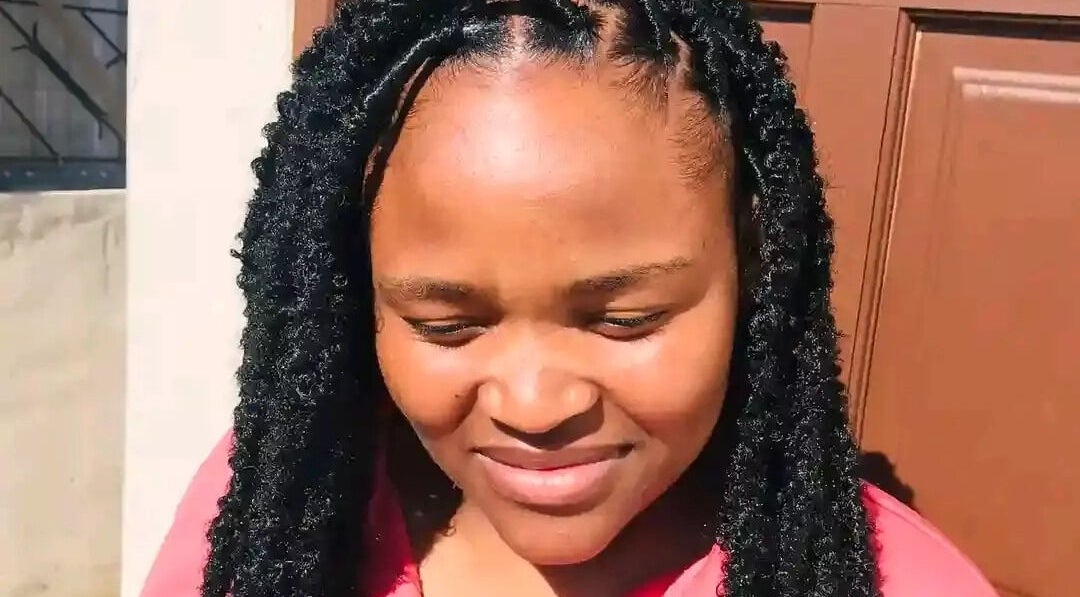 Braided hairstyle at Nomsa's beauty salon in Vanderbijlpark, Gauteng, ZA, showcasing intricate design.