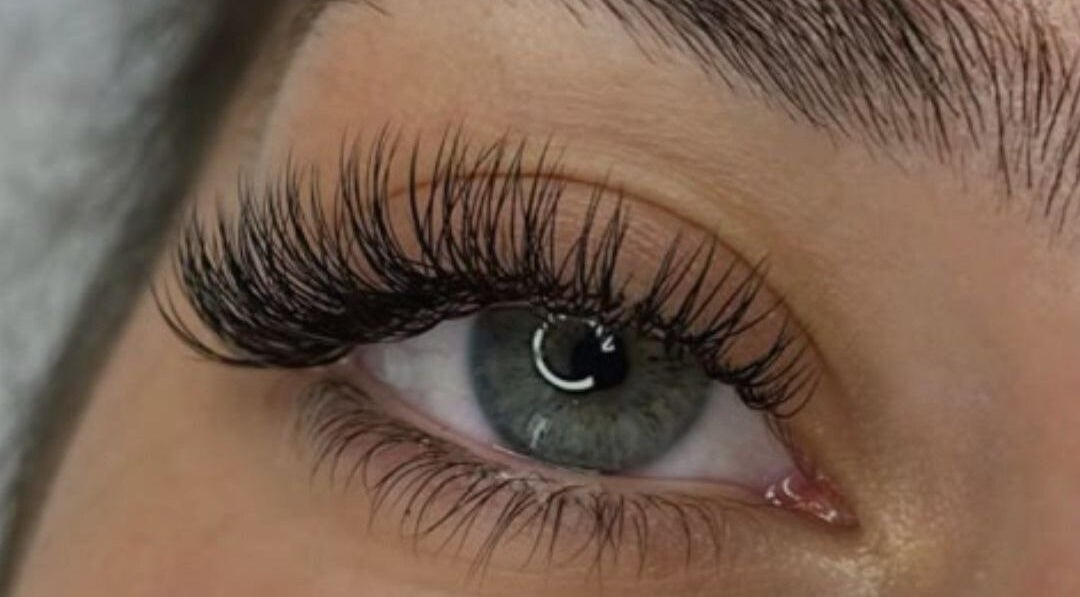 Close-up of full lash extensions at Inked and Blinked Beauty, Golden Beach, Queensland, AU.