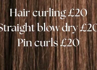 Hair service prices for curling, blow dry, and pin curls at Beauty_bycaitx in Liverpool, England, GB.