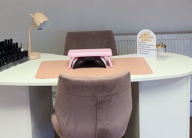 Nail station at The Beauty Cabin X in Sunderland, England, GB with manicure tools and cozy seating.