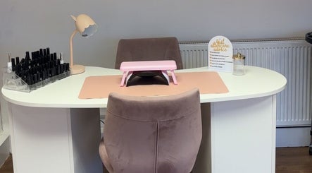 Nail station at The Beauty Cabin X in Sunderland, England, GB with manicure tools and cozy seating.