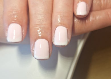 Freshly manicured elegant nails at Polished and Pretty, Crynant, Wales, GB.