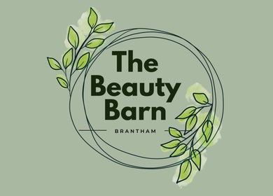 The Beauty Barn logo with green leaves, Manningtree, England, GB.