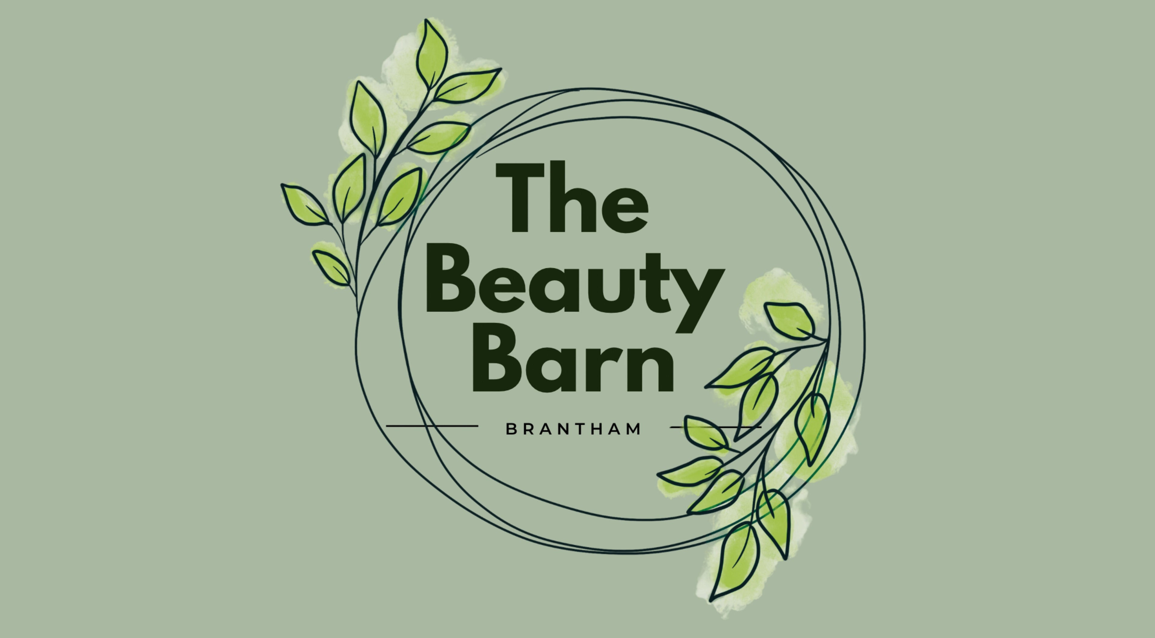The Beauty Barn logo with green leaves, Manningtree, England, GB.