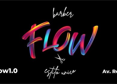 Logotipo colorido de Barberflow1.0 en Rosario, Santa Fe, AR sobre fondo negro.