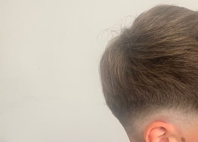 Close-up of a stylish fade haircut at St Blendz, Greystones, County Wicklow, IE.