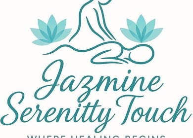 Logo of Jazmine Serenity Touch in Mero, DM, featuring a massage icon and calming leaves.
