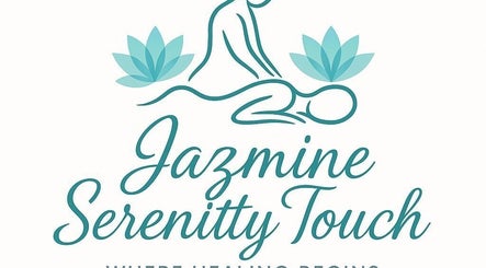 Logo of Jazmine Serenity Touch in Mero, DM, featuring a massage icon and calming leaves.
