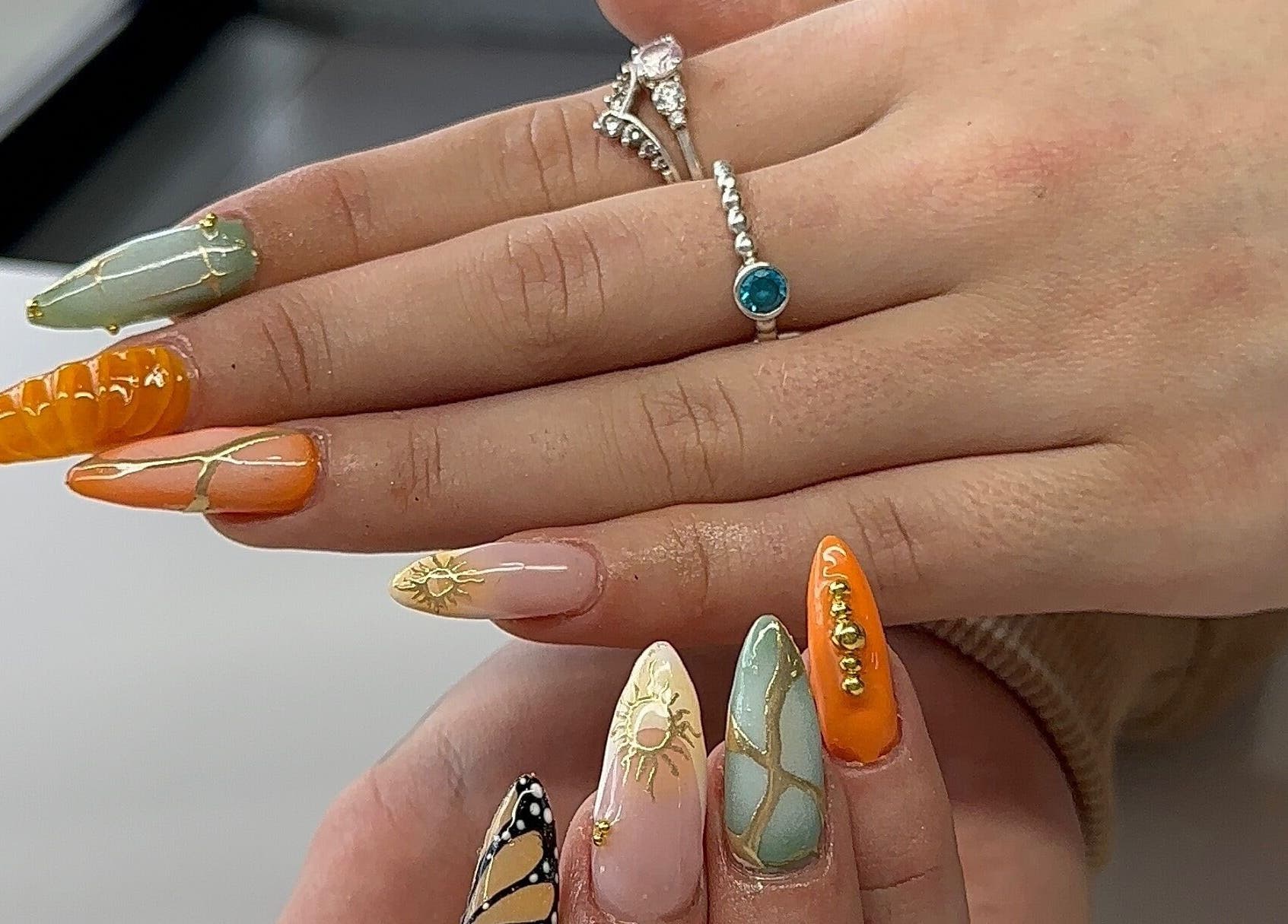 Intricate nail art at Nails By Sar, Peak Crossing, Queensland, AU showcasing vibrant and elegant designs.
