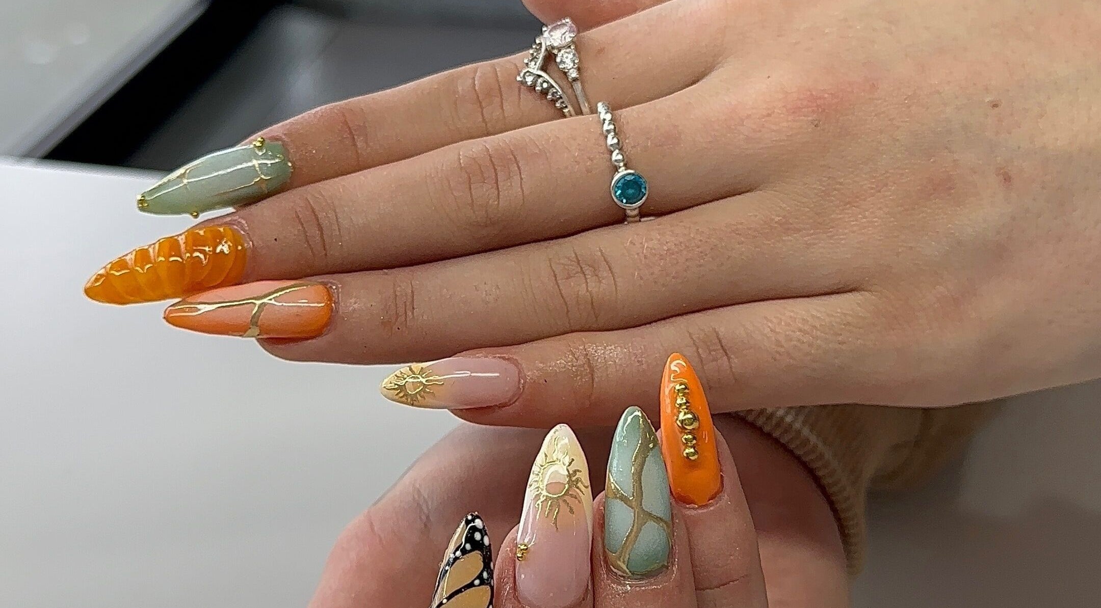 Intricate nail art at Nails By Sar, Peak Crossing, Queensland, AU showcasing vibrant and elegant designs.