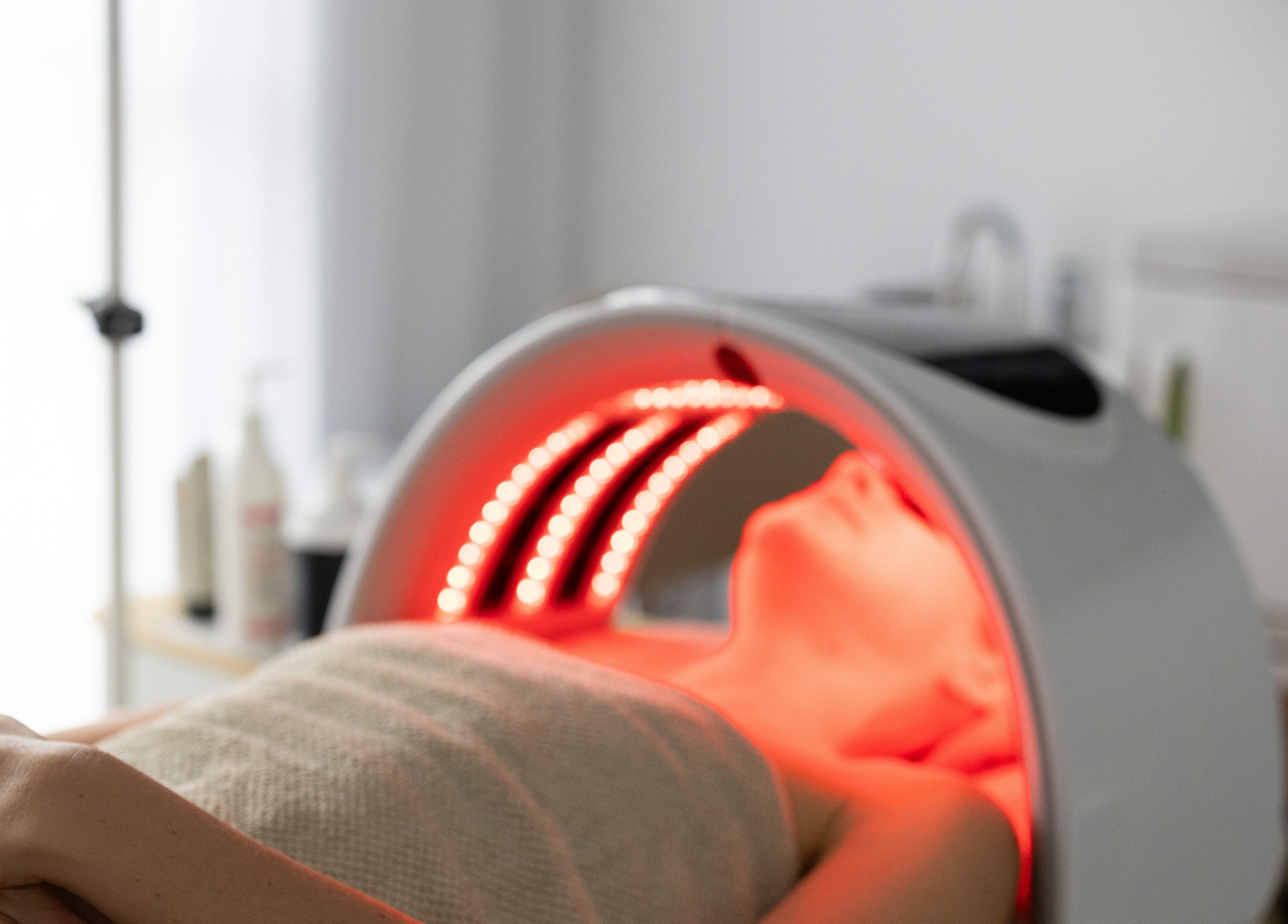 Red light therapy at Beauty on Bertha, Logan Reserve, Queensland, AU enhancing relaxation and skin rejuvenation.