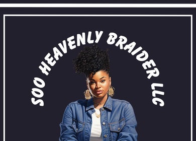 Logo of Soo Heavenly Braider LLC, US, featuring a stylish woman with braided hair and denim jacket.