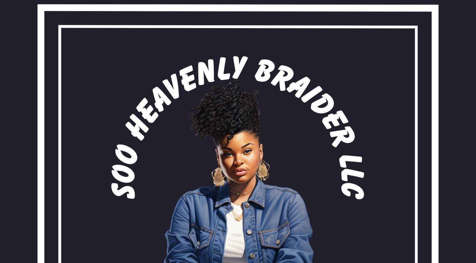 Logo of Soo Heavenly Braider LLC, US, featuring a stylish woman with braided hair and denim jacket.