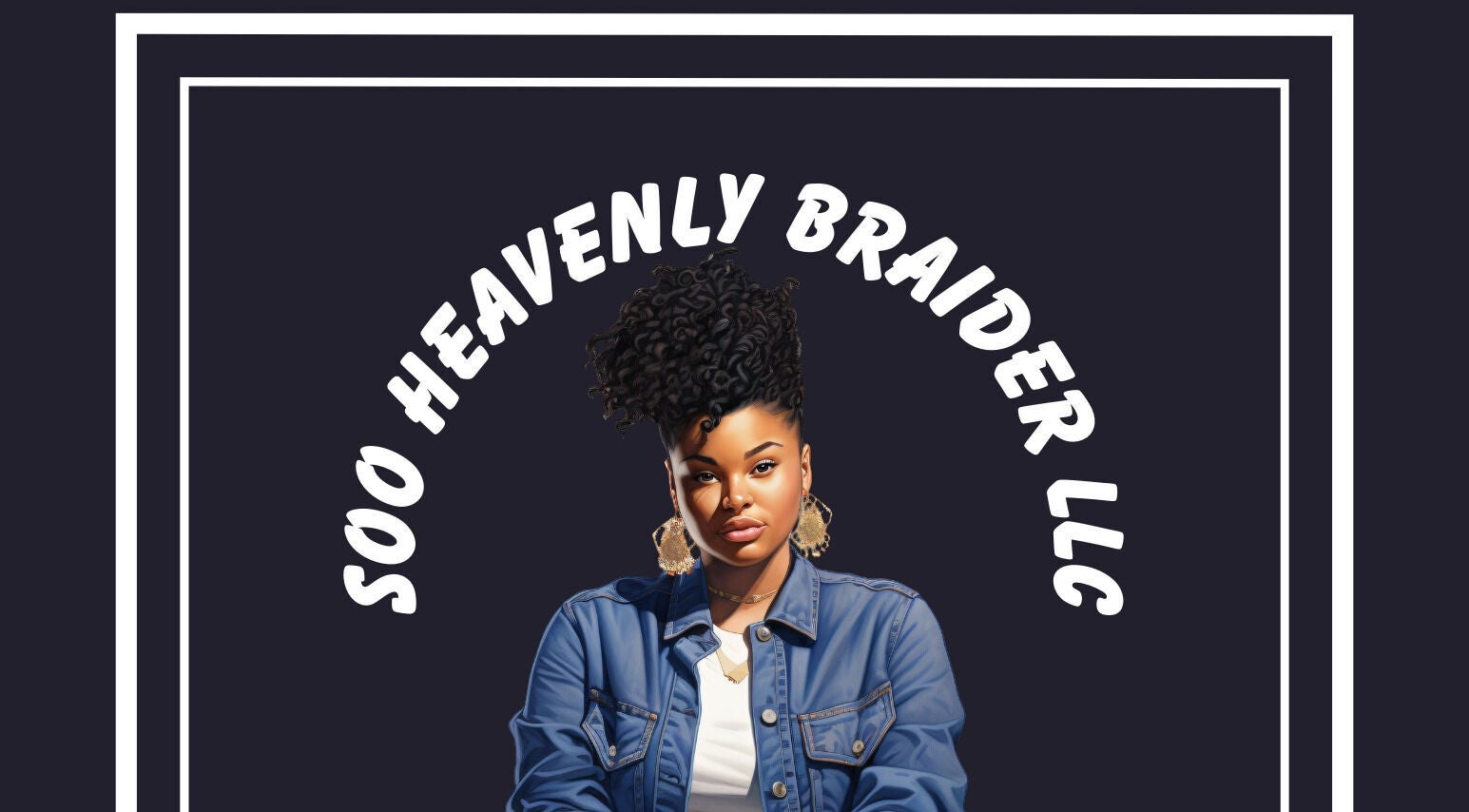 Logo of Soo Heavenly Braider LLC, US, featuring a stylish woman with braided hair and denim jacket.