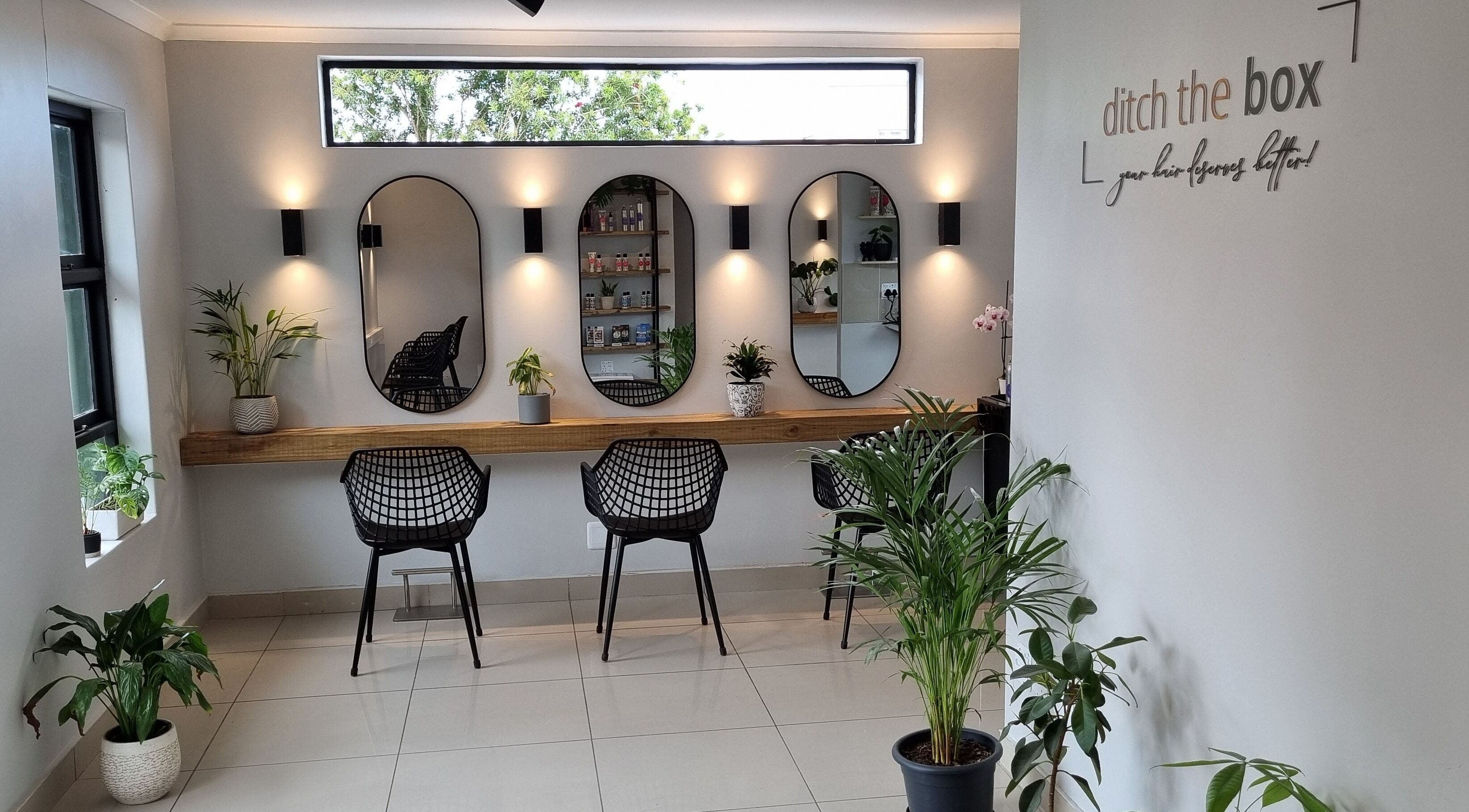 Chic beauty studio with mirrors at Ditch the Box, Gqeberha, Eastern Cape, ZA.