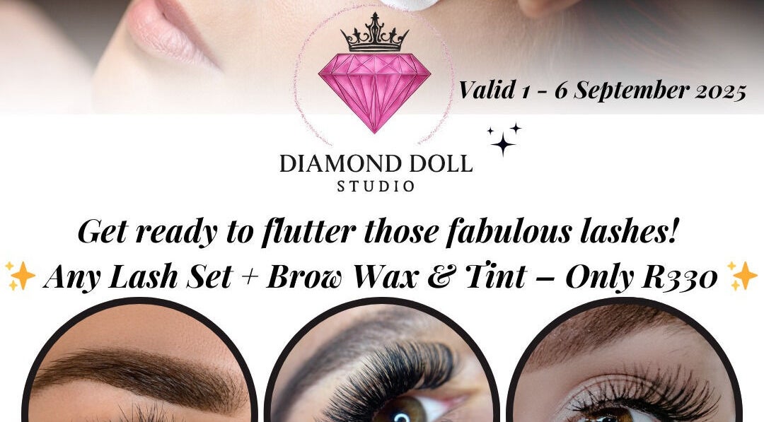 Eyelash and eyebrow enhancement offer at Diamond_Doll_Studio, Bloemfontein, Free State, ZA.