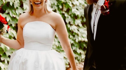 Bride in white gown smiling at The Whitening Room, Happy Valley, South Australia, AU.