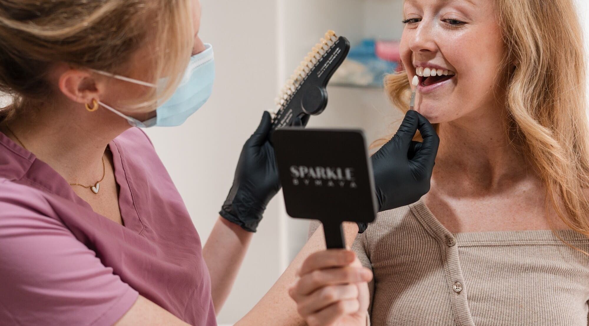 Customer receiving expert whitening treatment at The Whitening Room, Happy Valley, South Australia, AU.