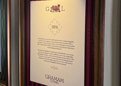 Gramam Living - Spa in Varkala, Kerala, IN, showcasing a framed spa philosophy emphasizing Ayurveda.