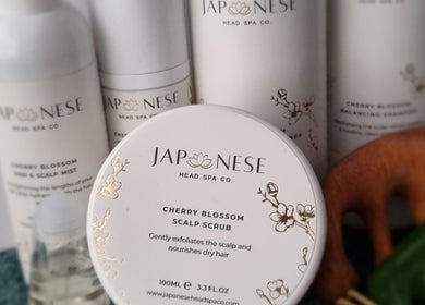 Cherry Blossom scalp care products at Zen Den, Dumbarton, Scotland, GB offer nourishing treatments for hair.