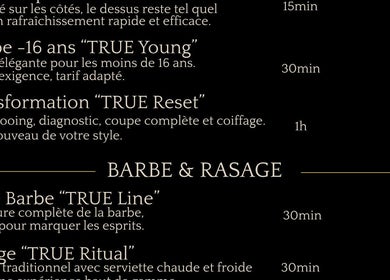 Menu des services et prix chez True Hair Studio, Blois, Centre-val De Loire, FR.