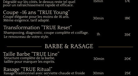 Menu des services et prix chez True Hair Studio, Blois, Centre-val De Loire, FR.