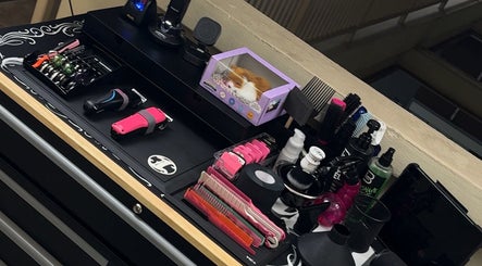 Chic styling station at Rascals with grooming tools in Singapore, Singapore, SG.