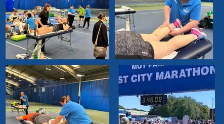 Athletes receiving massage at MPR Sports Massage, Newtownabbey, NI after marathon.