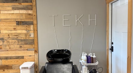 Tekh Hair Studio LLC wash station with modern design in Hilton, New York, US.