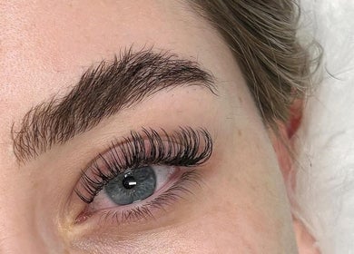 Close-up of eyelash extensions at Get Lash’D, Wakefield, England, GB showcasing expert styling.