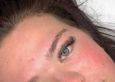 Close-up of a client's eye with voluminous lashes at Get Lash’D, Wakefield, England, GB.