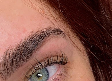 Close-up of beautifully styled lashes at Get Lash’D in Wakefield, England, GB.