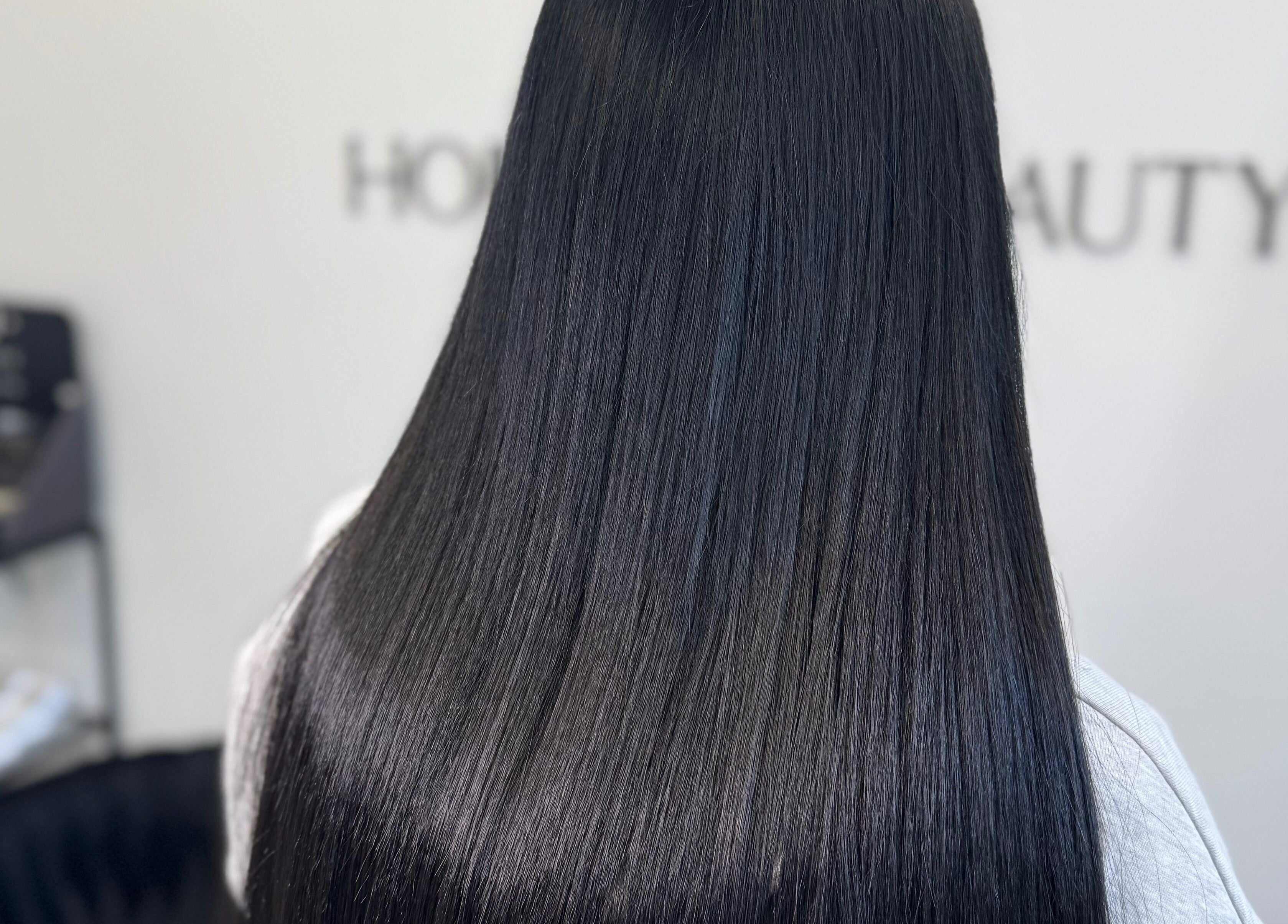 Shiny, long black hair styled elegantly at ME TIME STUDIO, Jelgava, LV.