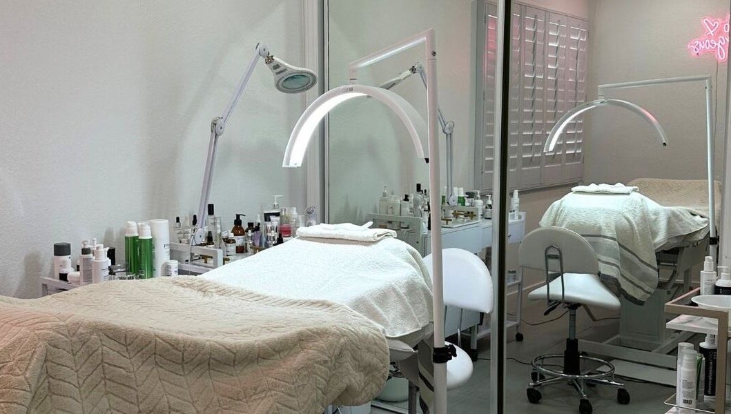 Elegant treatment room at DN skin health, Las Vegas, Nevada, US, offering a relaxing wellness atmosphere.