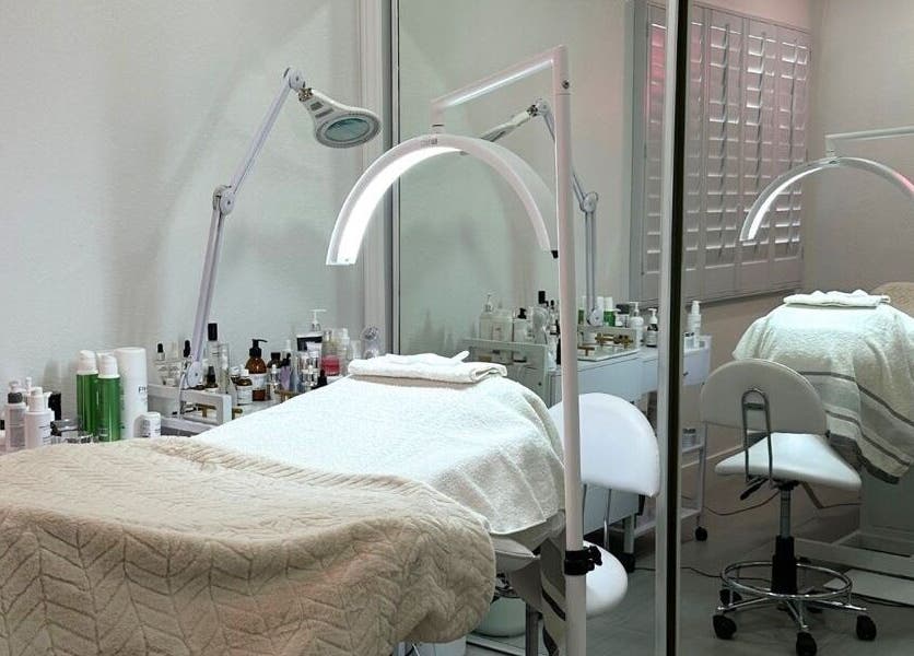 Elegant treatment room at DN skin health, Las Vegas, Nevada, US, offering a relaxing wellness atmosphere.