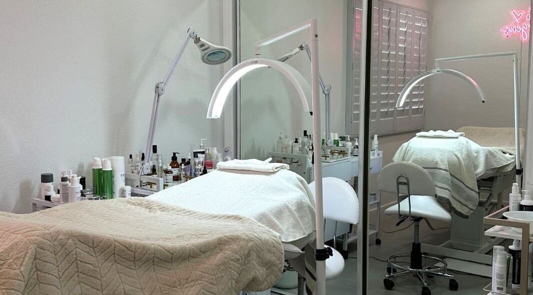 Elegant treatment room at DN skin health, Las Vegas, Nevada, US, offering a relaxing wellness atmosphere.