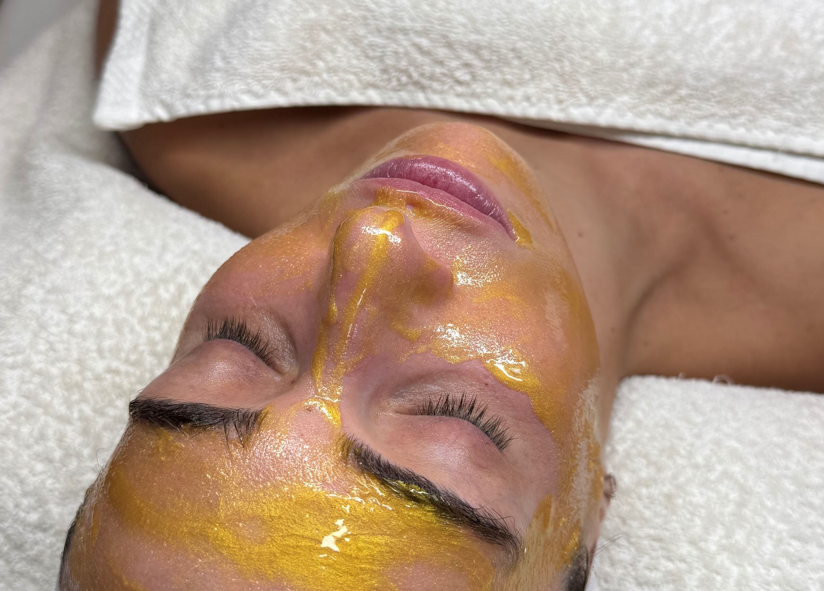 Revitalizing golden facial mask treatment at DN skin health, Las Vegas, Nevada, US.