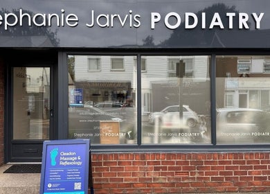 Front view of Cleadon Massage & Reflexology in Cleadon Village, England, featuring signage of Stephanie Jarvis Podiatry.