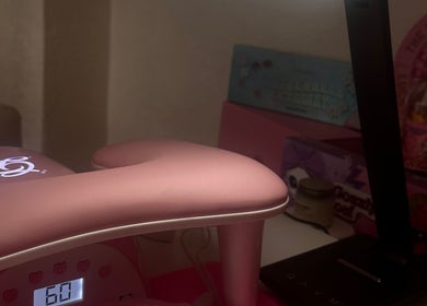Pink beauty station at Built By Mikaela, Skewen, Wales, GB, showcasing elegant design.