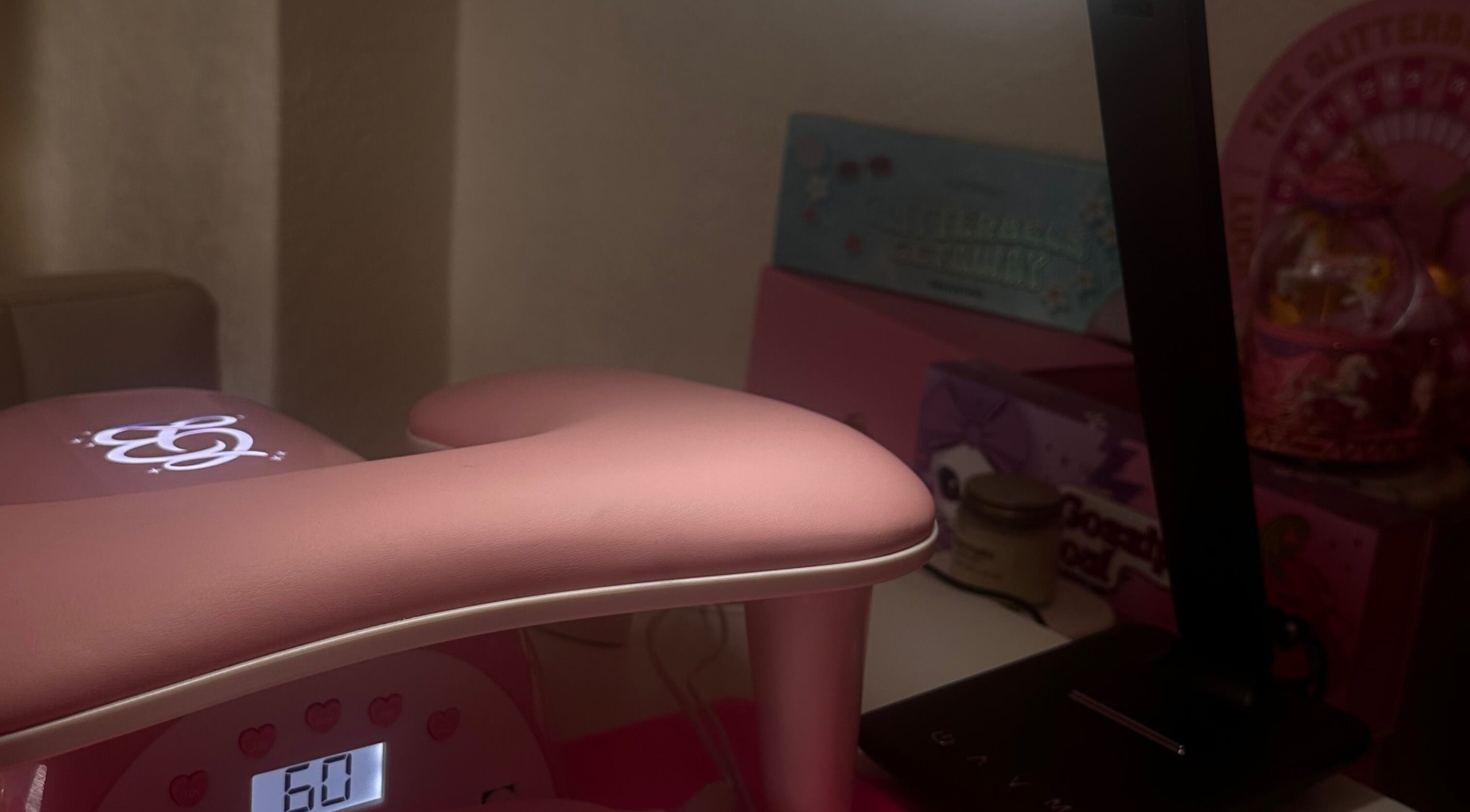 Pink beauty station at Built By Mikaela, Skewen, Wales, GB, showcasing elegant design.