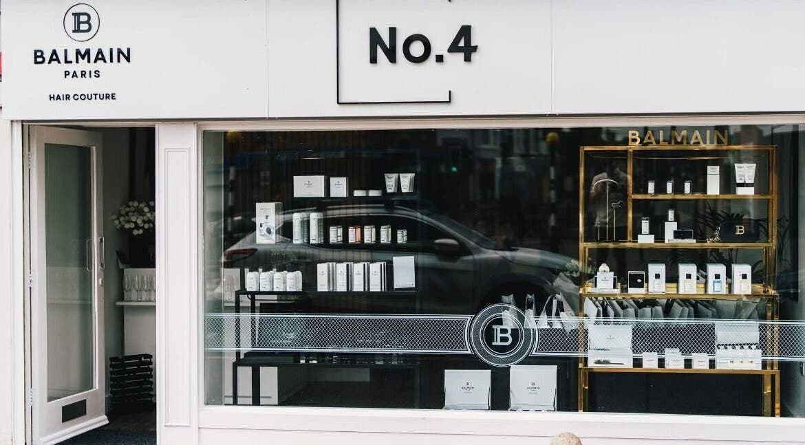 Elegant storefront at Rosem Health Clinic in Nottingham, England, GB showcasing luxury beauty products.