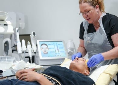 A skincare treatment in progress at Rosem Health Clinic, Nottingham, England, GB.