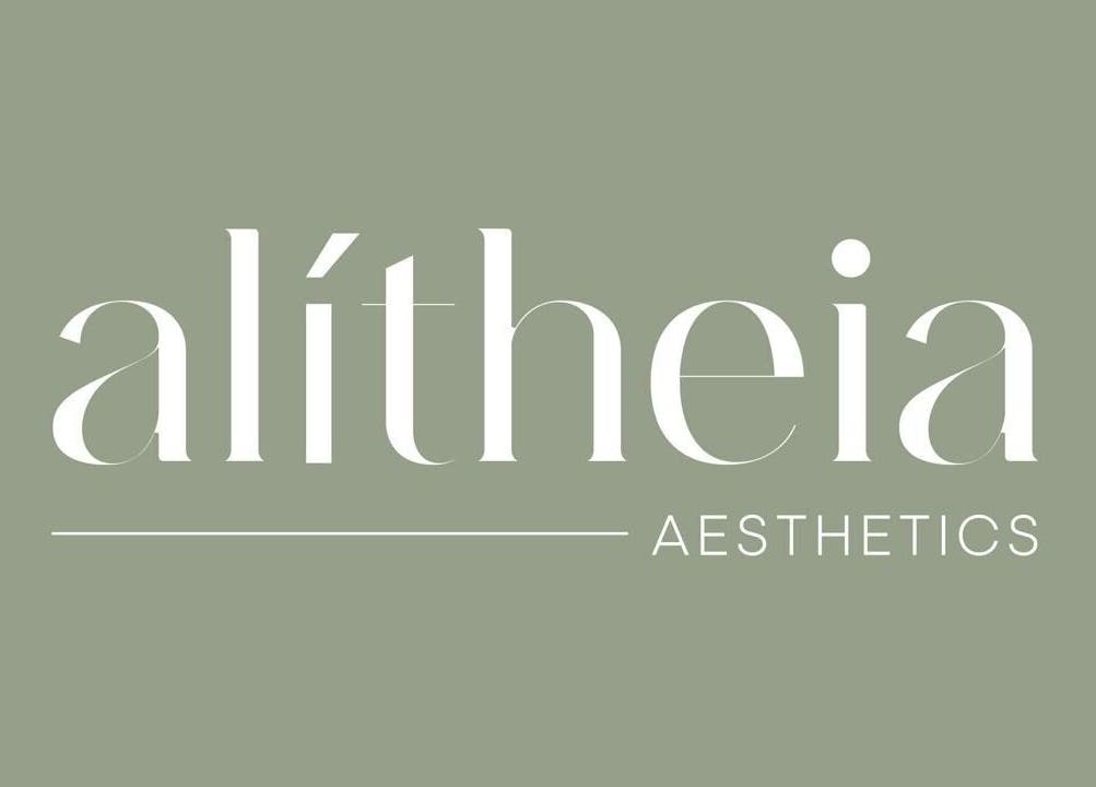 Alítheia Aesthetics logo on a soft green background, Cape Town, Western Cape, ZA.